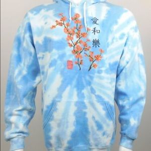 Artists Union- Blue Tie-Dye Cherry Blossom Hoodie Lightly Worn